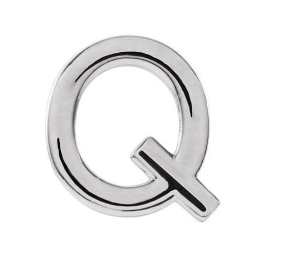 Platinum Initial Letter 'Q' Stud Earring (Single Earring)