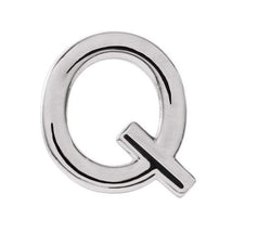 Initial Letter 'Q' Rhodium-Plated 14k White Gold Stud Earring (Single Earring)
