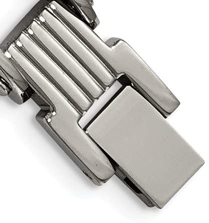 Men's Stainless Steel 9mm Black and Orange Polyurethane Link Bracelet, 8.75 Inches