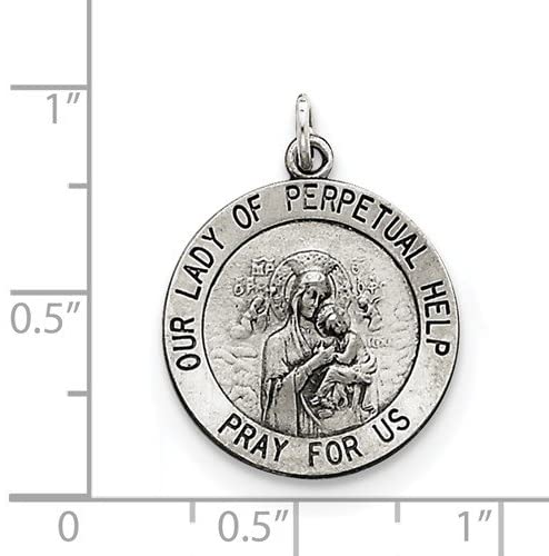 Sterling Silver Our Lady of Perpetual Help Round Medal (24X13MM)