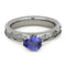 Created Blue Sapphire Pear,Gibeon Meteorite 4mm Comfort-Fit Titanium Engagement Band