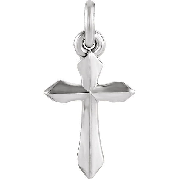 Passion Cross Rhodium-Plated 14k White Gold Pendant (12.5x7 MM)