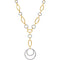 Diamond Two-Tone Circle 14k Yellow Gold and White Gold Pendant Necklace, 16" (5/8 Cttw)