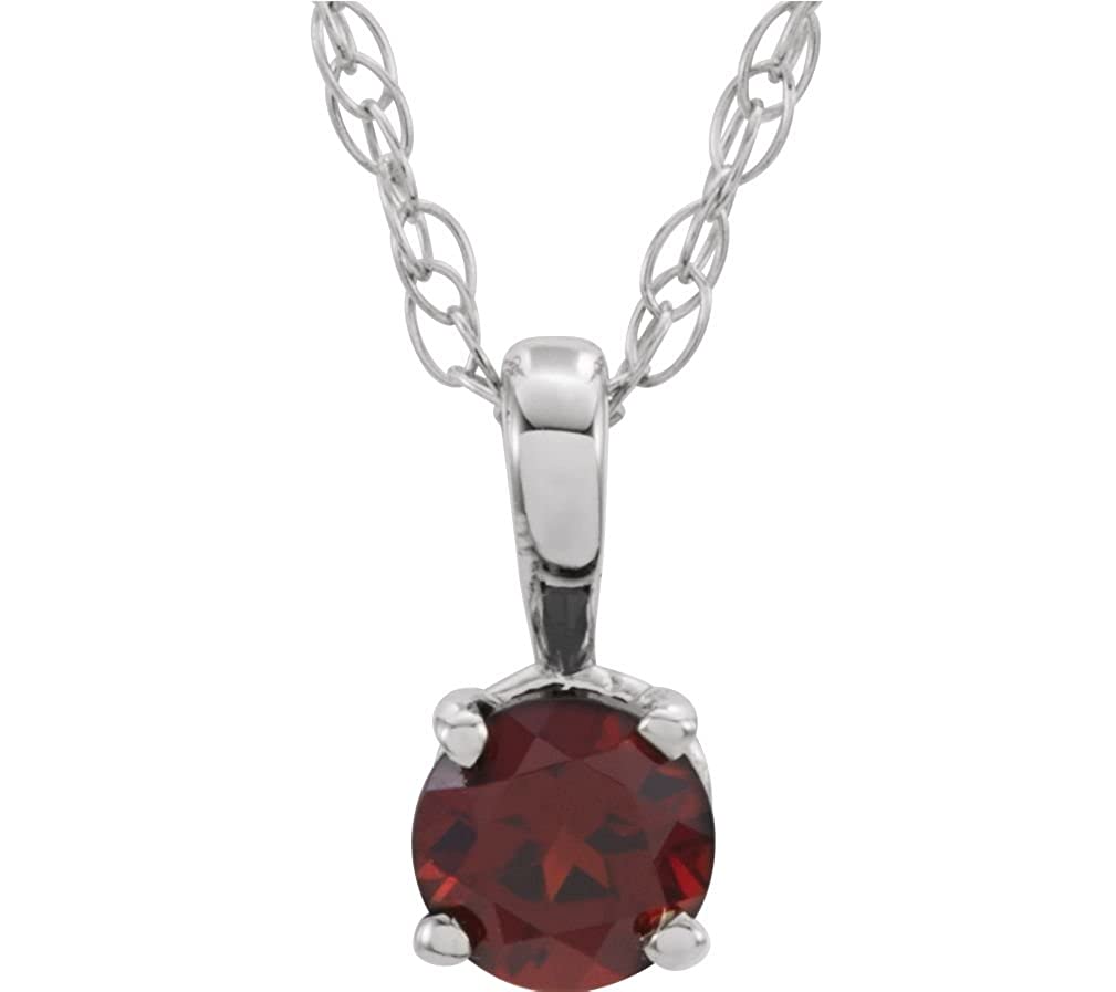 Children's Imitation Garnet 'January' Birthstone Sterling Silver Pendant Necklace, 14"