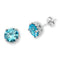 Aqua Blue CZ Stud Rhodium Plated Sterling Silver Earrings