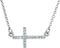 17-Stone Aquamarine Sideways Cross Rhodium Plate 14k White Gold Pendant Necklace, 16-18"