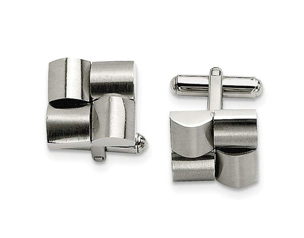 Stainless Steel Brushed Satin Square Cuff Links, 16MM