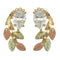 CZ Pear Inlaid Leaf Earrings, 10k Yellow Gold, 12k Rose and Green Gold Black Hills Gold Motif