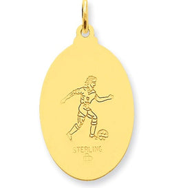 24k Gold-Plated Sterling Silver St. Christopher Soccer Medal