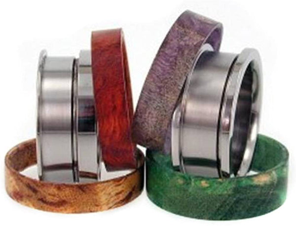 Multi Wood Inlays 8mm Comfort-Fit Interchangeable Titanium Band, Size 4.5