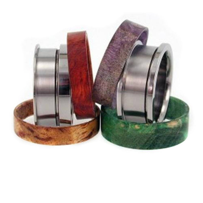 Multi Wood Inlays 8mm Comfort-Fit Interchangeable Titanium Band, Size 10