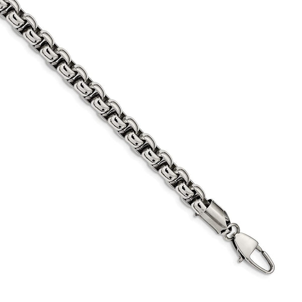 Men's Polished Stainless Steel Chain Bracelet, 9"