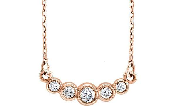 Graduated Bezel Set Diamond Necklace in 14k Rose Gold, 16-18" (1/5 Ctw, Color G-H, Clarity I1)