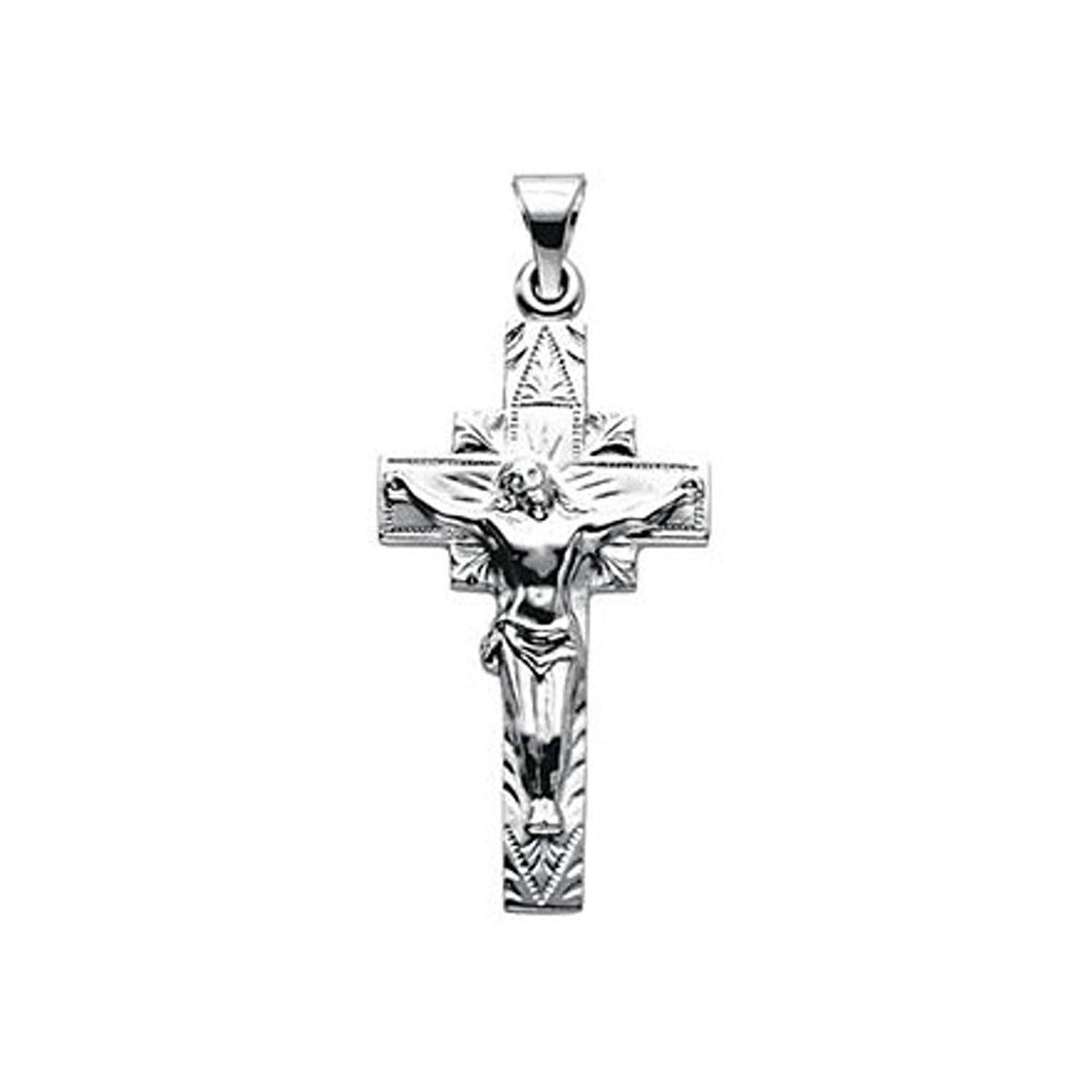 Ornamental Crucifix Sterling Silver Pendant (29X16.5MM)