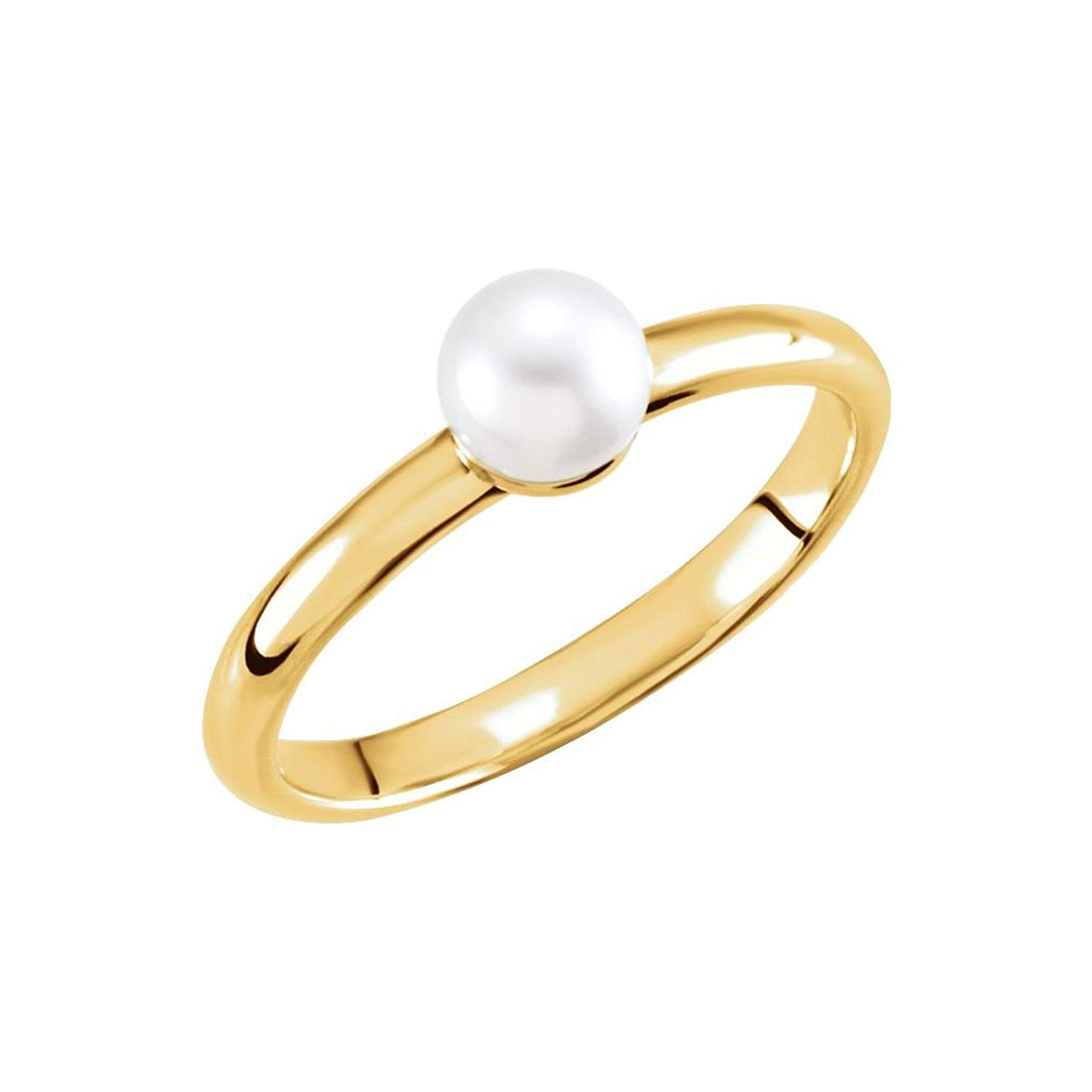 White Freshwater Cultured Pearl Solitaire Ring, 14k Yellow Gold (5.5-6mm) Size 7