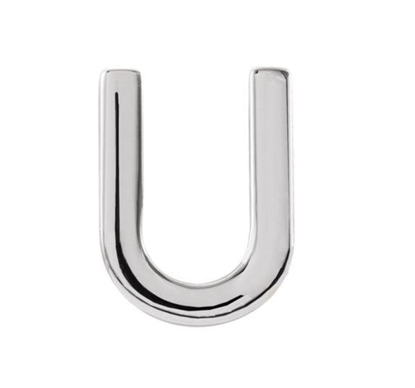 Platinum Initial Letter 'U' Stud Earring (Single Earring)