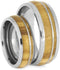 His and Hers Titanium Olive Wood Comfort-Fit Bands Sizes M14-F9