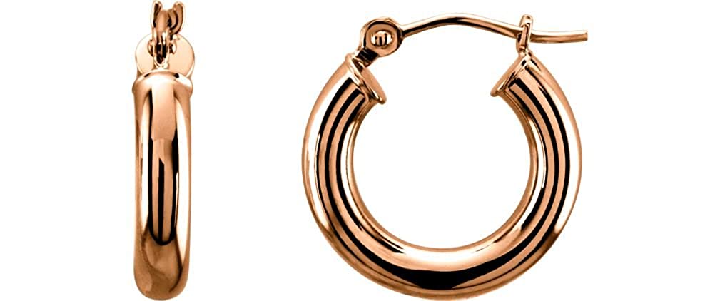 Tube Hoop Earrings, 14k Rose Gold (15mm)