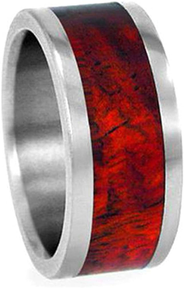 Amboyna Wood 8mm Comfort Fit Interchangeable Titanium Wedding Band, Size7.25