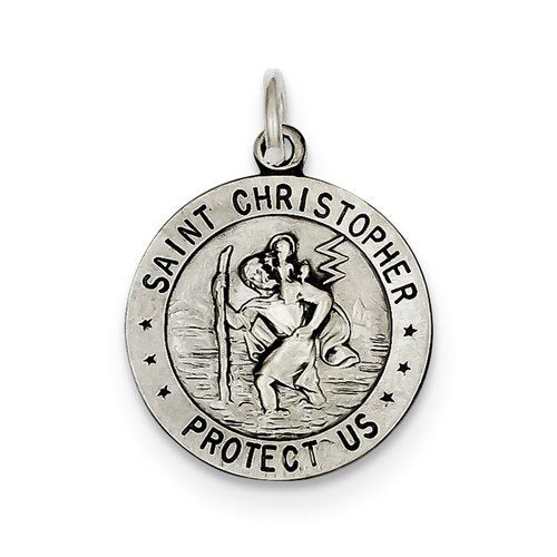 Sterling Silver St. Christopher Basketball Medal (23x20MM)