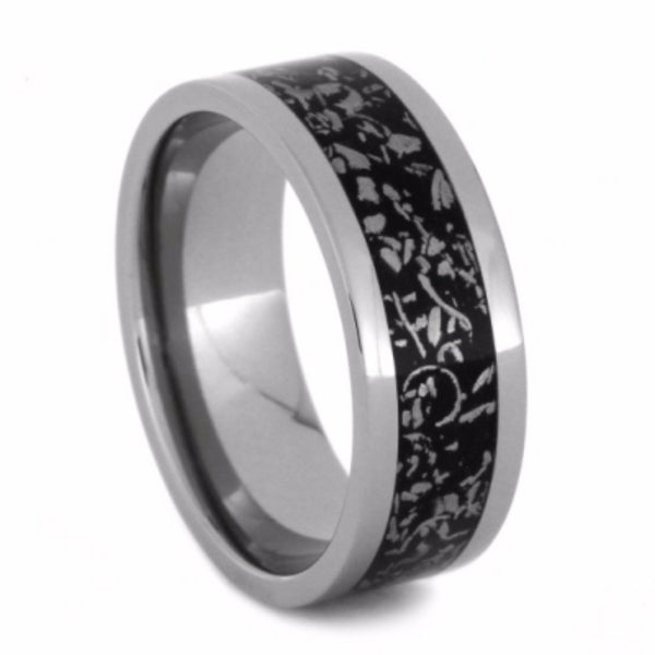 Black Stardust 8mm Comfort-Fit Titanium Wedding Band