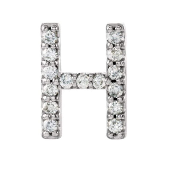 Platinum Diamond Letter 'H' Initial Stud Earring (Single Earring) (.07 Ctw, GH Color, SI2-SI3 Clarity)