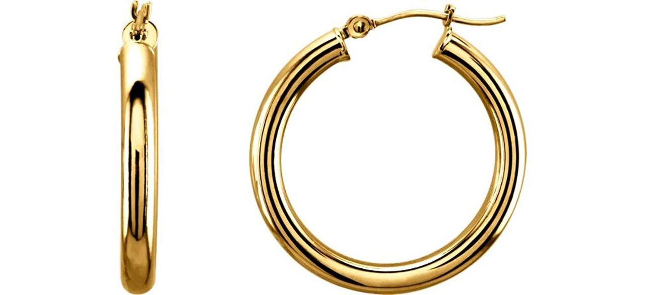 Tube Hoop Earrings, 14k Yellow Gold (25mm)