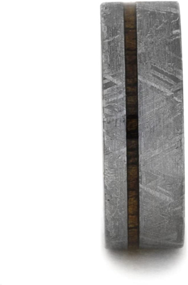 Gibeon Meteorite and Koa Wood 7mm Comfort-Fit Titanium Wedding Band, Size 16