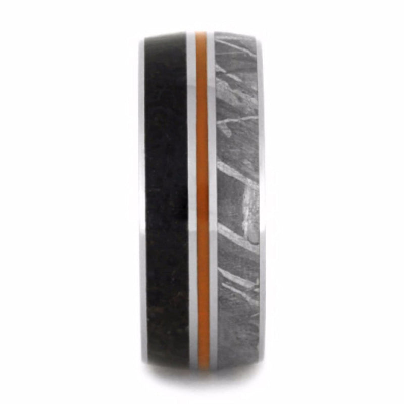 Dinosaur Bone, Gibeon Meteorite, Orange Stripe 9mm Comfort-Fit Titanium Wedding Band