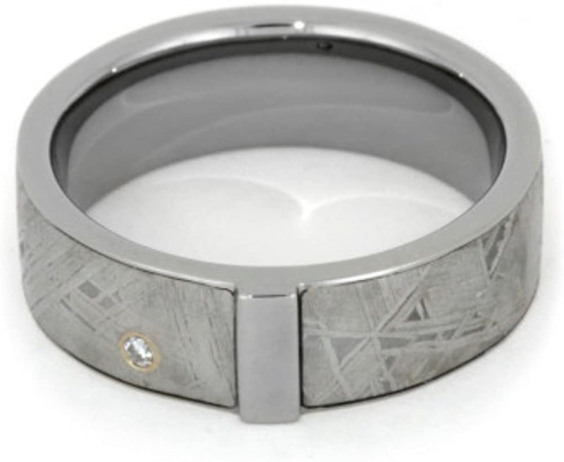 Bezel Set Diamond, Gibeon Meteorite 7mm Comfort-Fit Titanium Wedding Band, Size 6