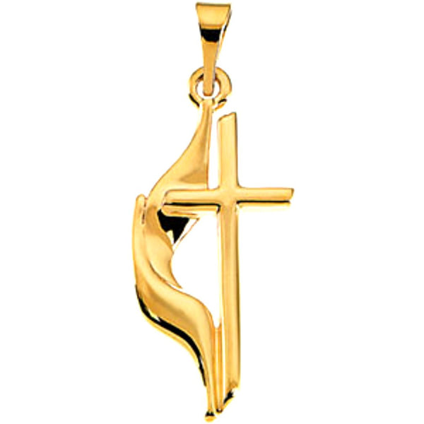 Boys Methodist Cross Pendant, 10k Yellow Gold (19MM)