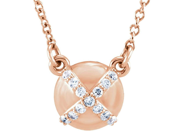 13-Stone Diamond 14k Rose Gold Pendant Necklace, 16.4" (.07 Cttw)