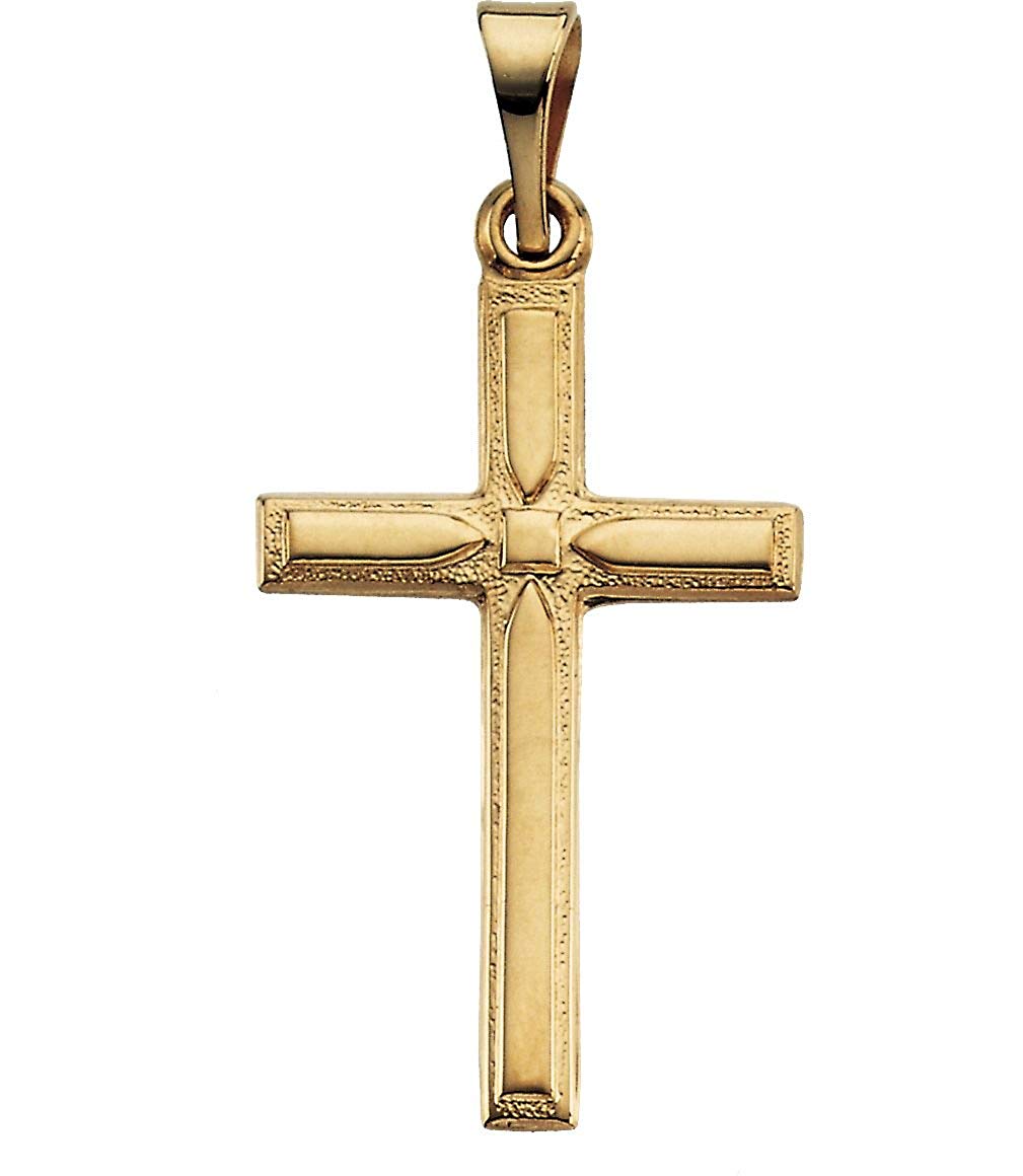 Embossed Cross Small 14k Yellow Gold Pendant