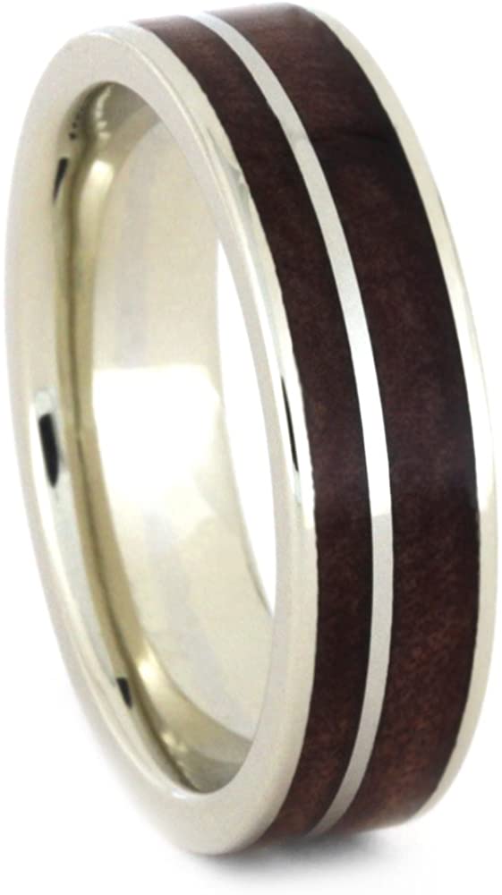 His and Hers Wedding Band Set, Nephrite Jade and Redwood Titanium Band, Men's Cedar Wood 10k White Gold Ring Size 5.25
