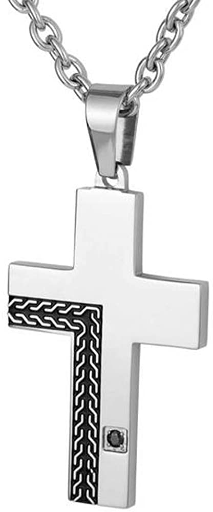 Men's Cross Pendant Necklace, Stainless Steel, 24"