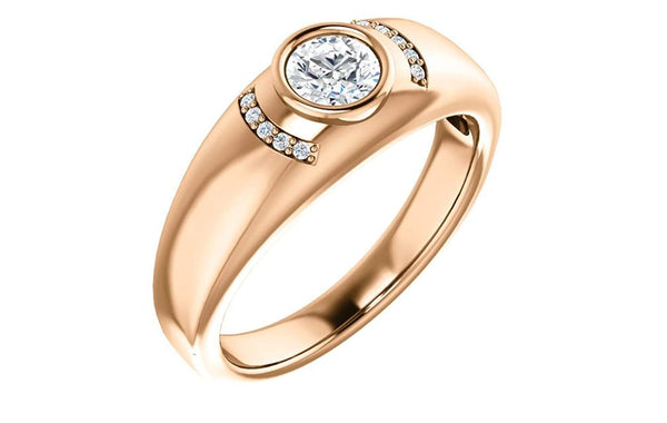 Men's Bezel Set Diamond 14k Rose Gold Ring, Size 11 (.50 Cttw, GH Color, I1 Clarity)