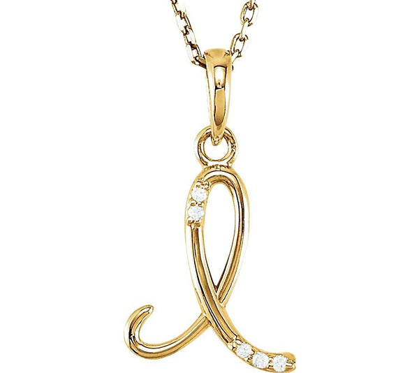 5-Stone Diamond Letter 'I' Initial 14k Yellow Gold Pendant Necklace, 18" (.03 Cttw, GH, I1)