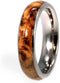 Black Ash Burl, Titanium Pinstripe Ring, His and Hers Wedding Band Set, M8-F4.5