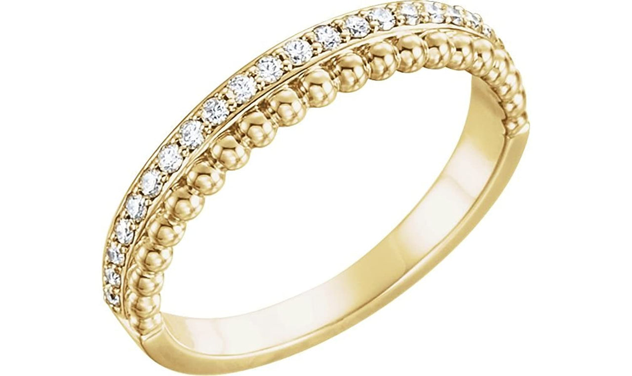 Diamond Beaded Ring, Rhodium-Plated 14k Yellow Gold (1/4 Ctw, Color G-H, Clarity I1), Size 7.5