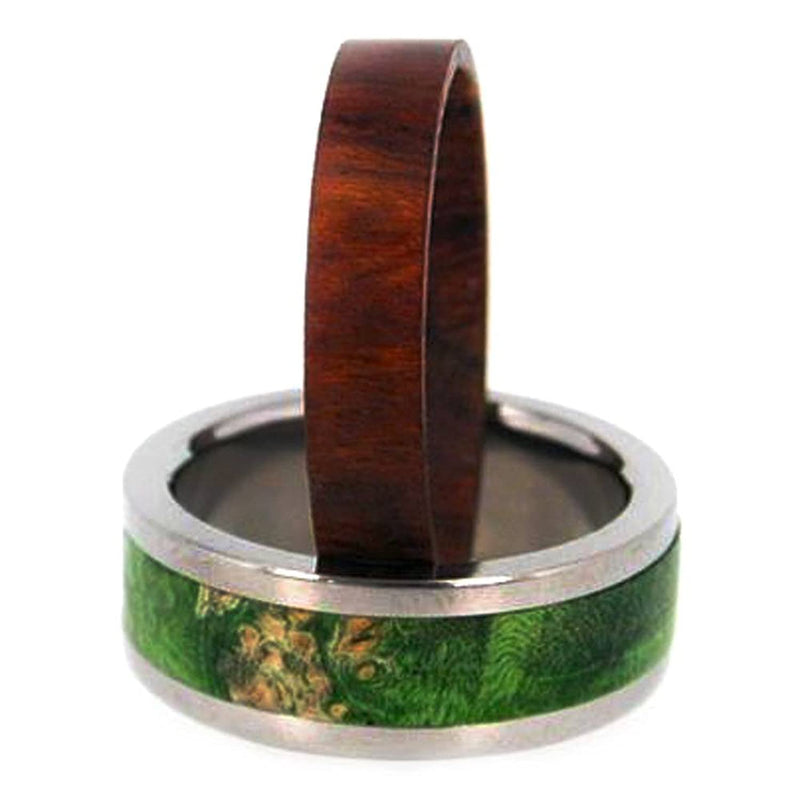 Two Wood Inlay 8mm Comfort-Fit Interchangeable Titanium Wedding Band, Size 14.25
