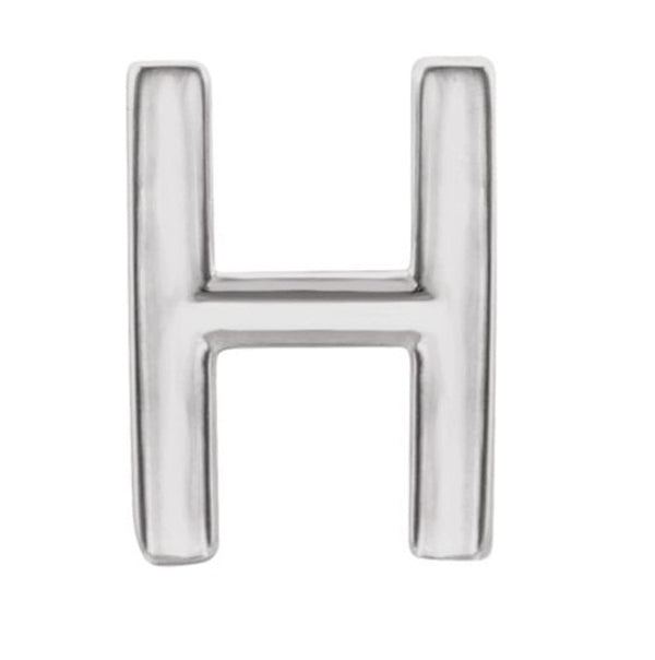 Initial Letter 'H' Sterling Silver Stud Earring (Single Earring)