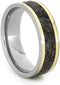 Dinosaur Bone, 18k Yellow Gold Pinstripes 7mm Comfort-Fit Titanium Ring, Size 15