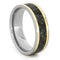 Dinosaur Bone, 18k Yellow Gold Pinstripes 7mm Comfort-Fit Titanium Ring