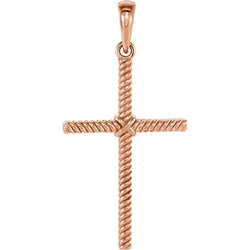 Rope Cross 14k Rose Gold Pendant (25.4x16.2 MM)