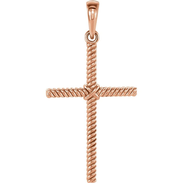 Rope Cross 14k Rose Gold Pendant (25.4x16.2 MM)