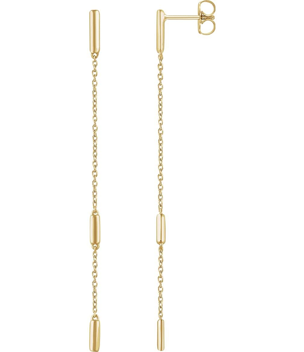 Bar Chain Earrings, 14k Yellow Gold