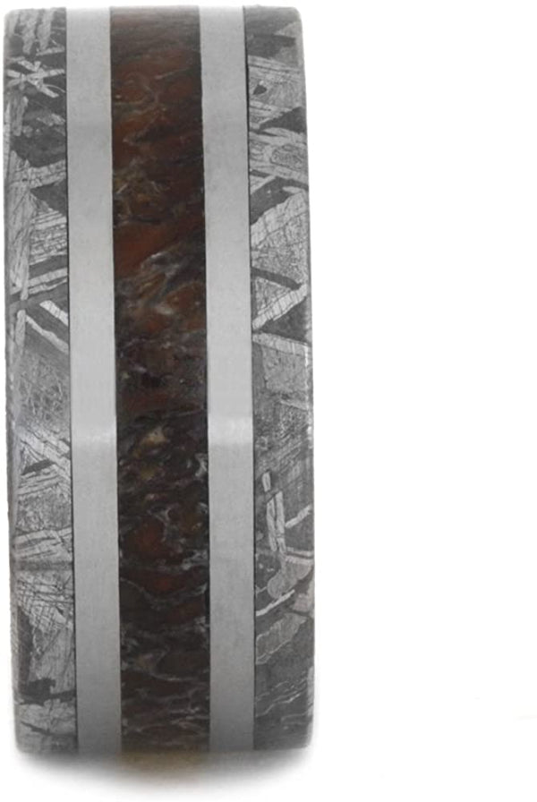 Dinosaur Bone, Gibeon Meteorite 8mm Comfort-Fit Matte Titanium Wedding Band, Size 9.5