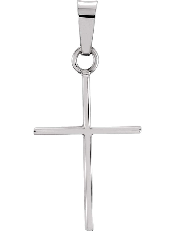 Simple Cross 14k White Gold Pendant