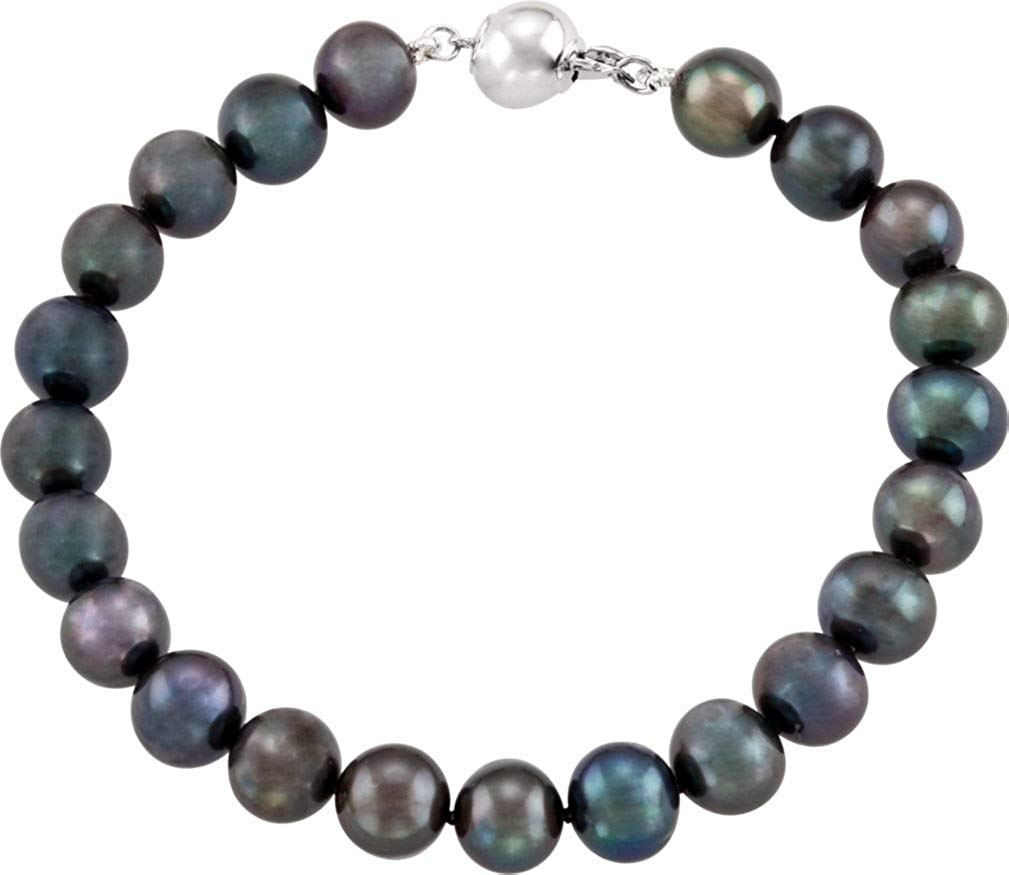 Freshwater Cultured Black Pearl Strand Bracelet, 8 mm to 9 mm, 7.75"