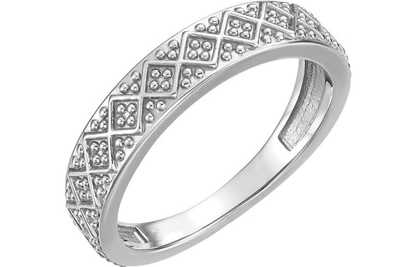 Beaded Design 4.4mm Stacking Band, Sterling Silver, Size 5